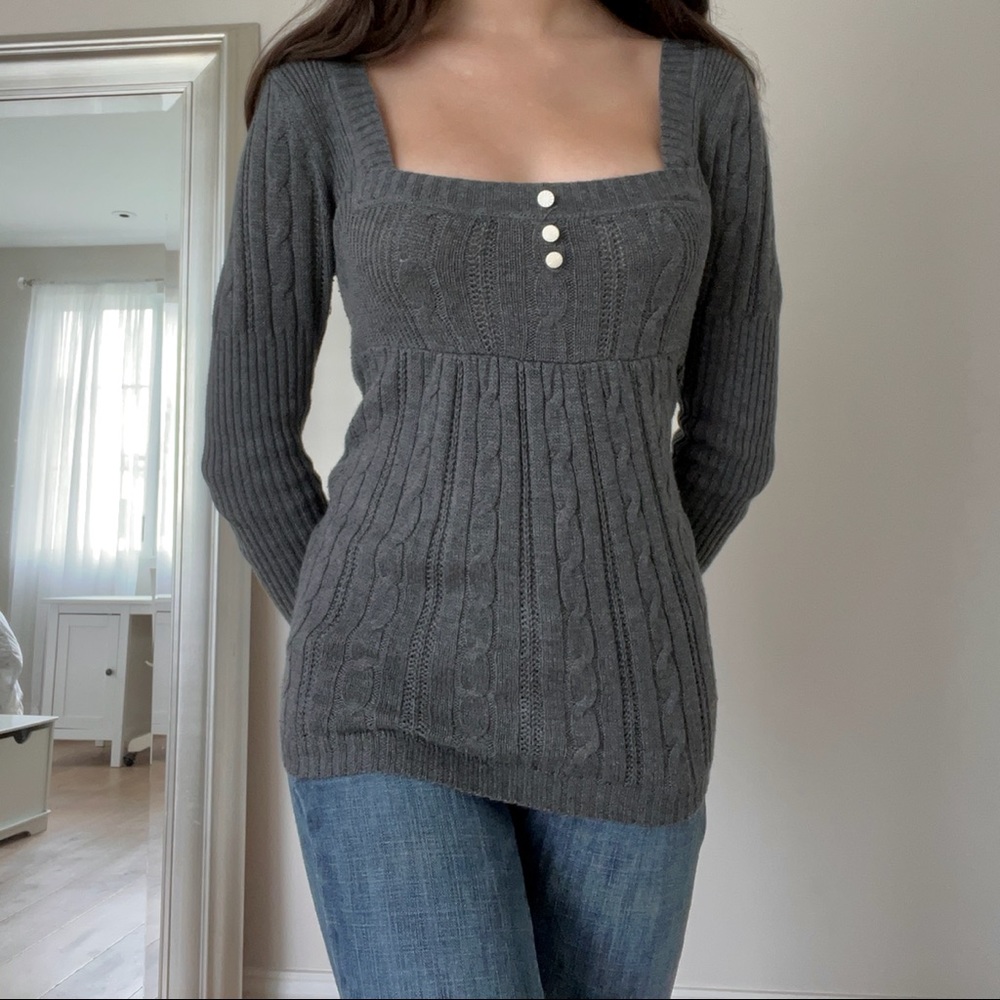 grey longsleeve babydoll sweater